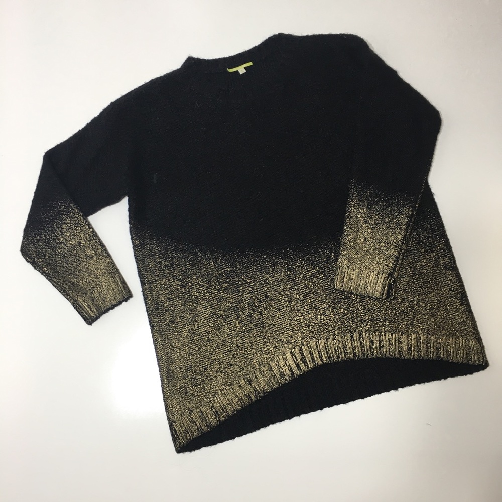 Gianni Bini Black & Metallic Gold Ombré Sweater M